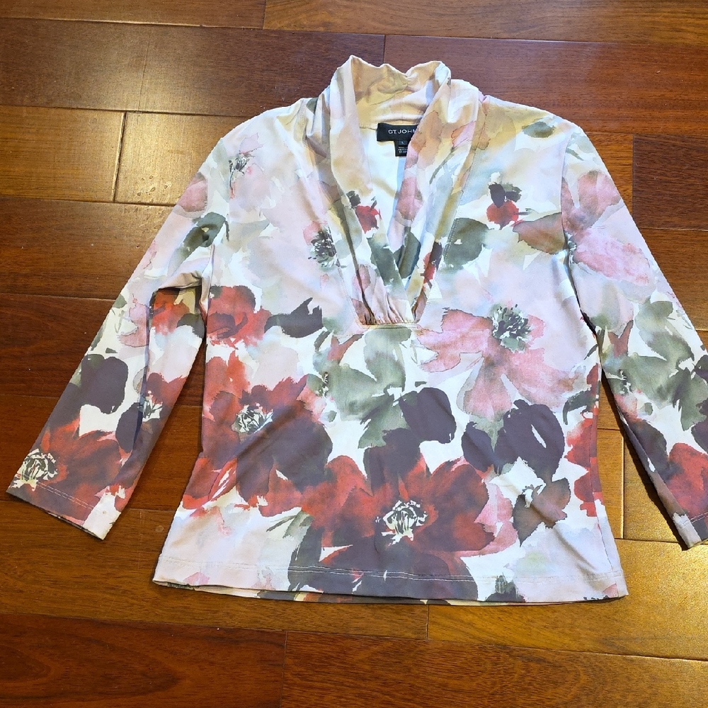 St John Watercolor Floral Women's Blouse